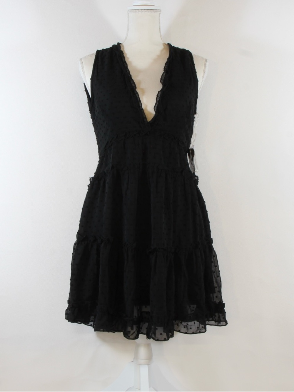 Justify Women's Black Backless V-neck Ruffled Minidress NWT